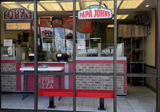 Clear glass storefront entrance
